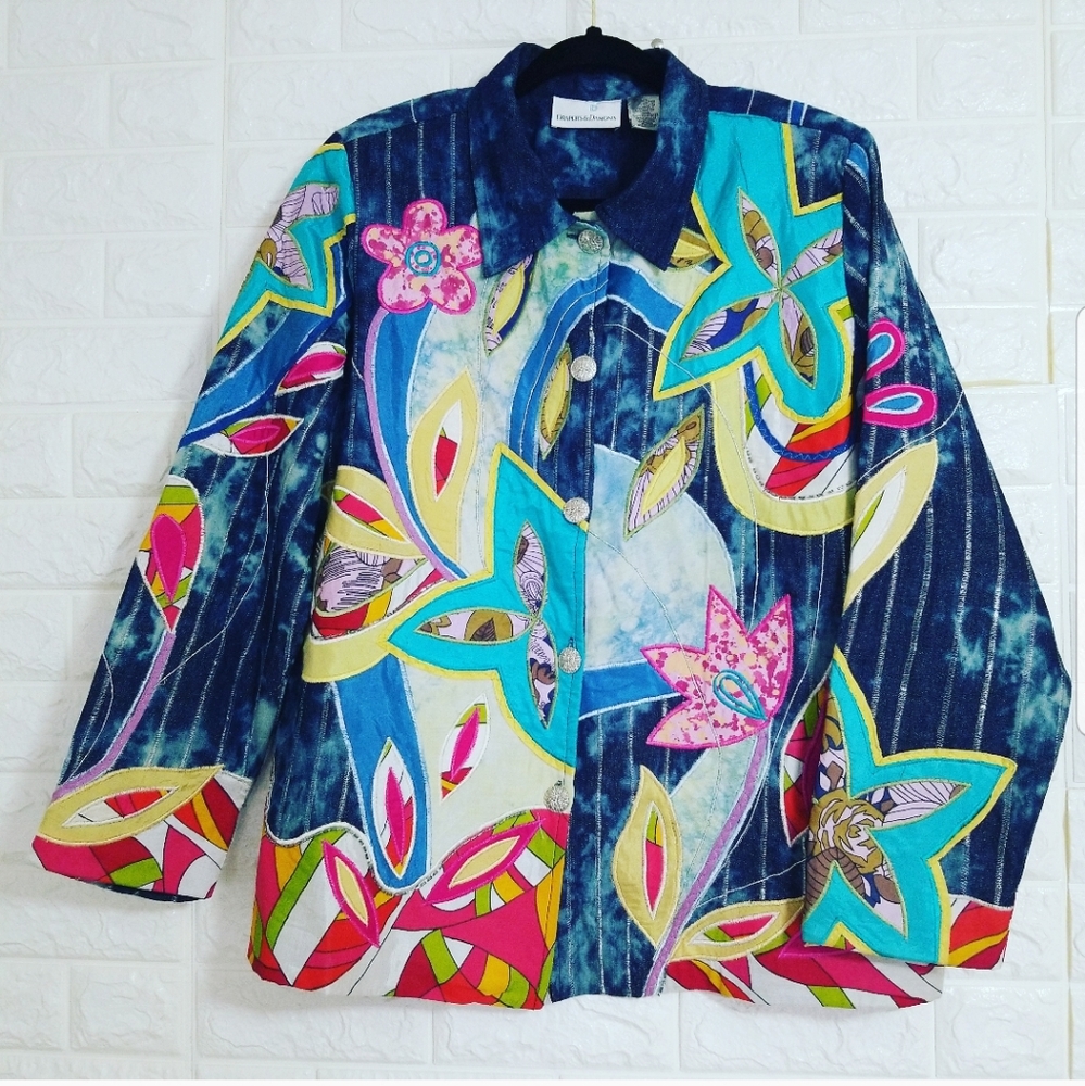 1990s Drapers & Damon's Patchwork Embroidered Coat - image 1
